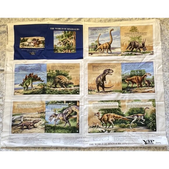 VIP Cranston Library The World of Dinosaurs Cut & Sew Fabric Book Panel - Picture 1 of 6